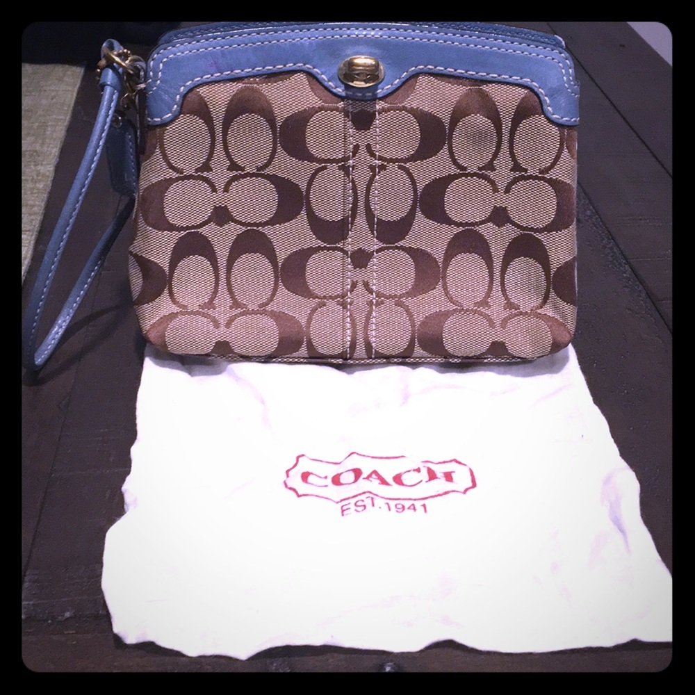 Coach, Blue and Brown Wristlet